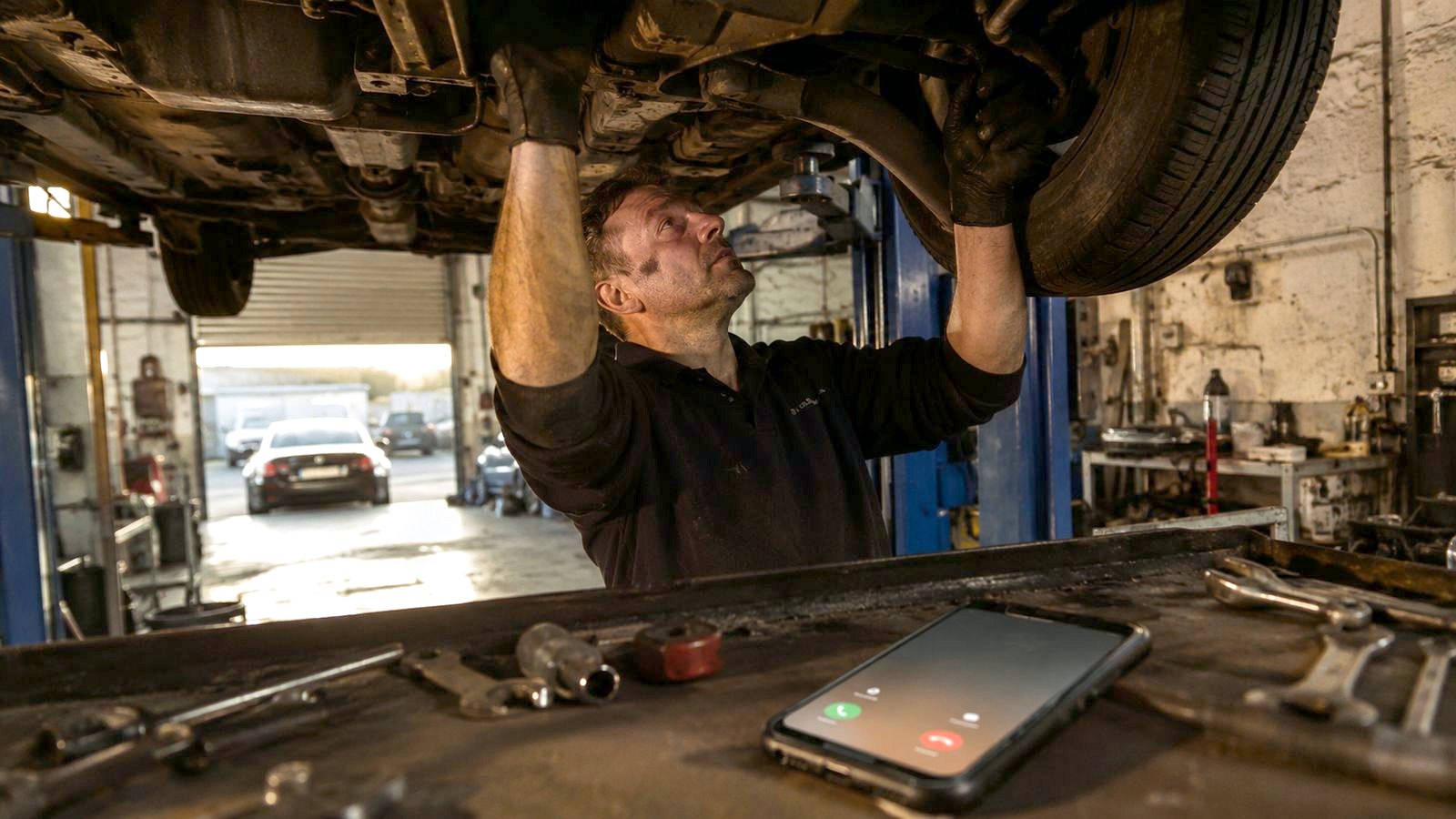 A garages and mot centre at work, unable to reach a ringing phone.